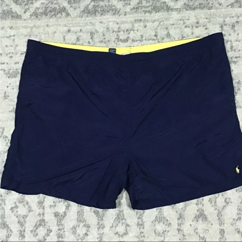 Polo Ralph Lauren Lined Swim Trunks Board Shorts Navy Yellow Men's Size 2X